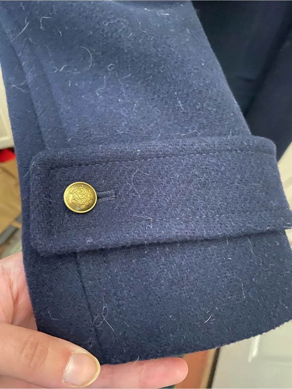 J. Crew Double-Breasted Navy Wool Peacoat with Gold Buttons size 12 women - Picture 5 of 5